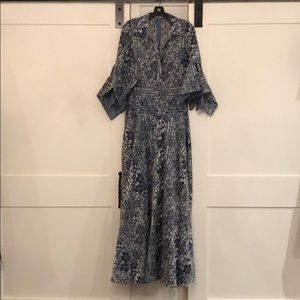 Floral organza striped trumpet sleeve gown